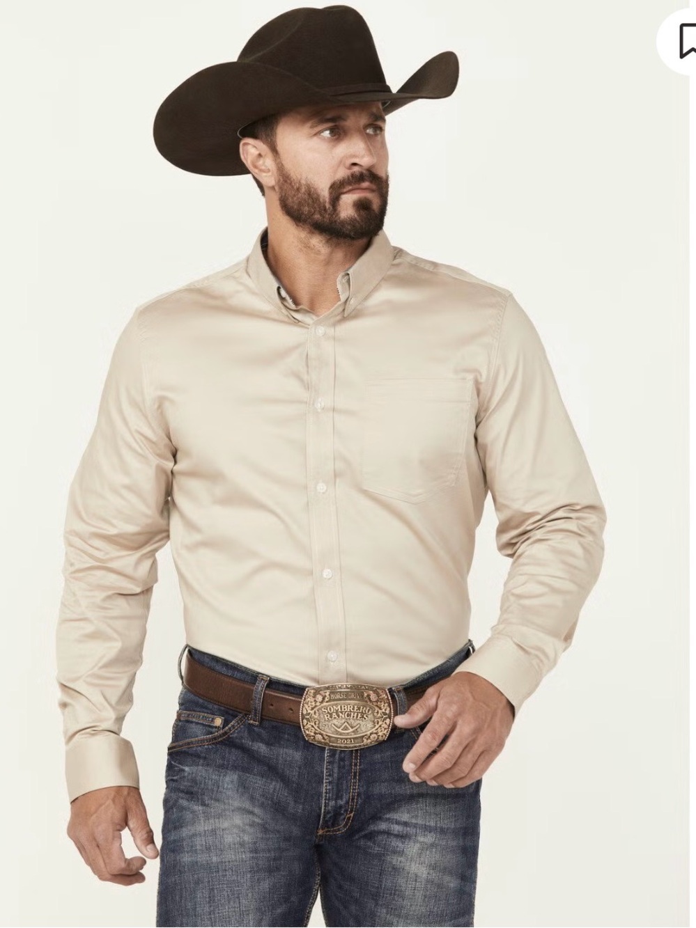 Cody James Tan Basic Twill Button Down Performance Western Shirt Large Tall